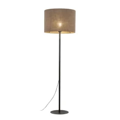 Lampa podłogowa EARTH czarna abażur brązowy 1xE27 * TK Lighting Hot
