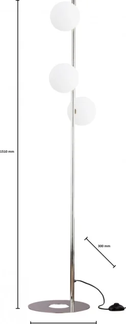 Lampa Podłogowa FEME Srebrny Biały Szklane Klosze 3xG9 151 cm * Jupiter Sale