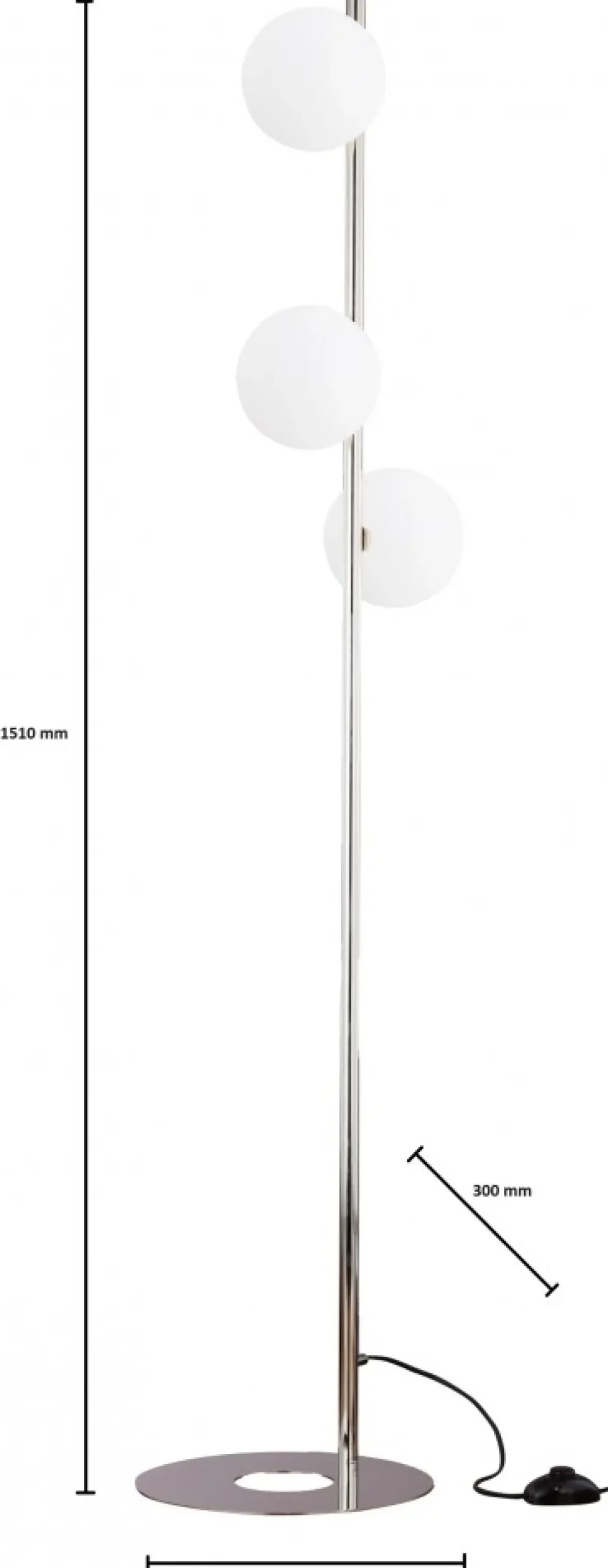 Lampa Podłogowa FEME Srebrny Biały Szklane Klosze 3xG9 151 cm * Jupiter Sale