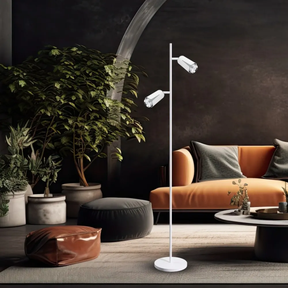 Lampa Podłogowa FLOWER Biały Srebrny 2xGU10 150cm * Eko-light Best