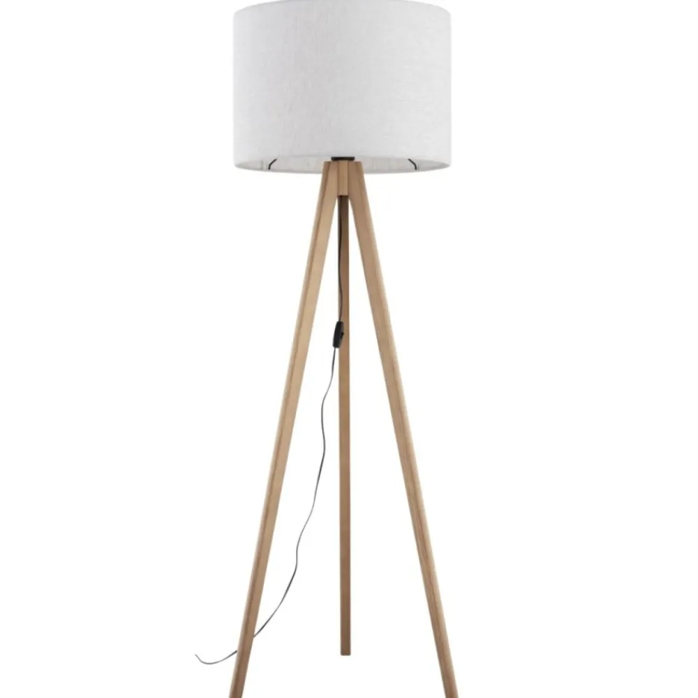 Lampa podłogowa GRAND sosna abażur len 1xE27 * TK Lighting Outlet