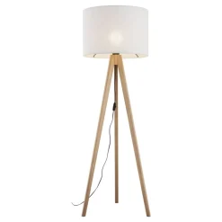 Lampa podłogowa GRAND sosna abażur len 1xE27 * TK Lighting Outlet