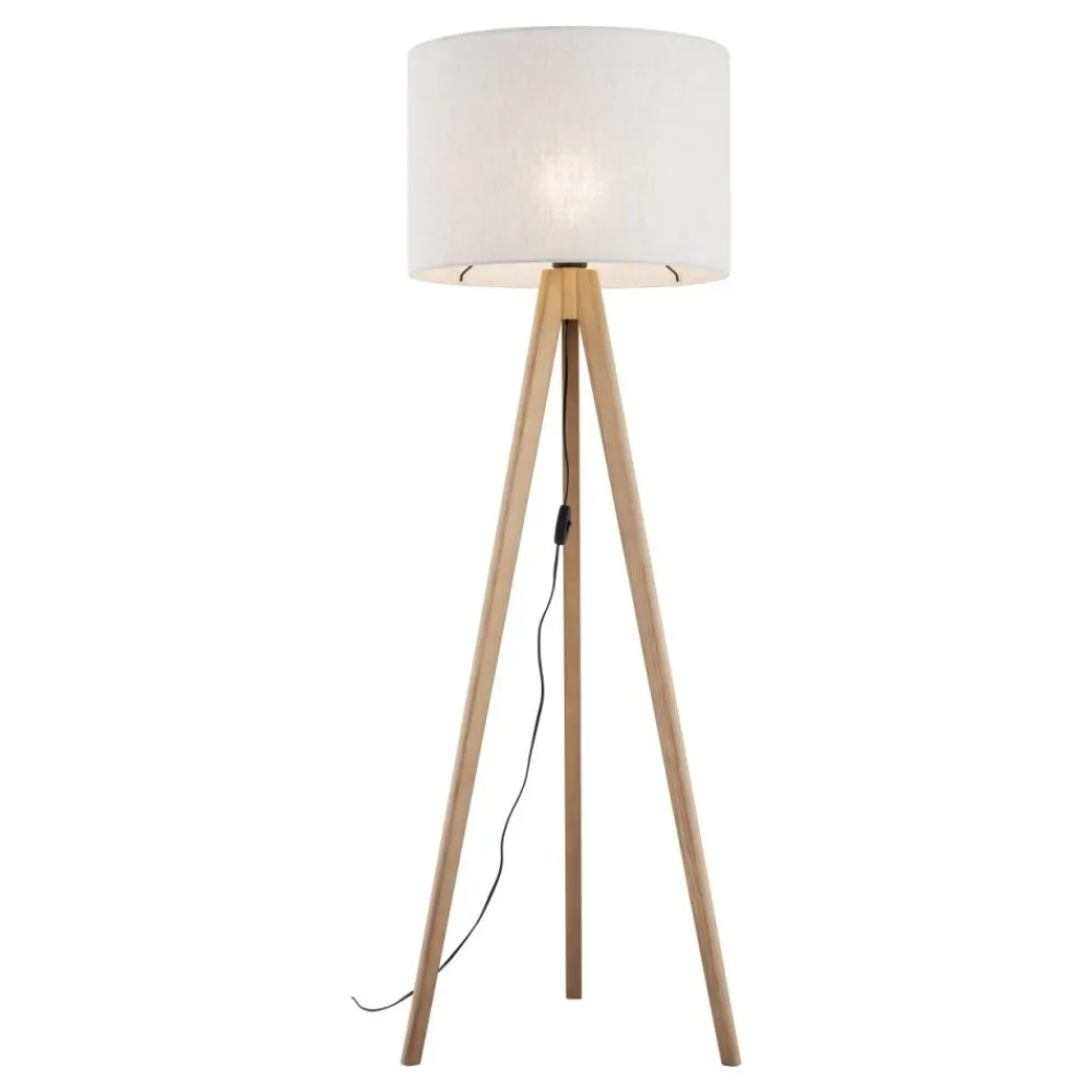 Lampa podłogowa GRAND sosna abażur len 1xE27 * TK Lighting Outlet