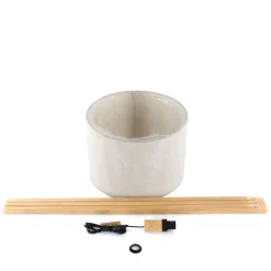 Lampa podłogowa GRAND sosna abażur len 1xE27 * TK Lighting Outlet
