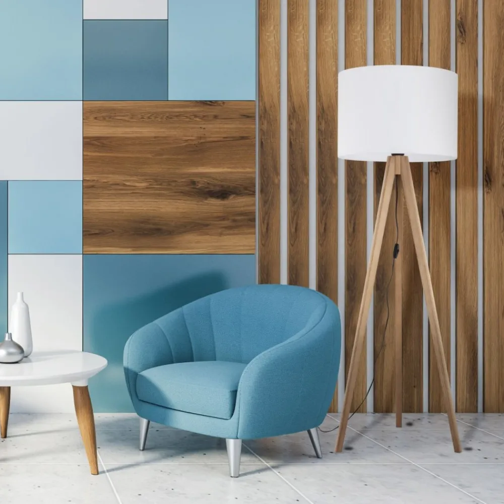 Lampa podłogowa GRAND sosna abażur biały 1xE27 * TK Lighting Sale
