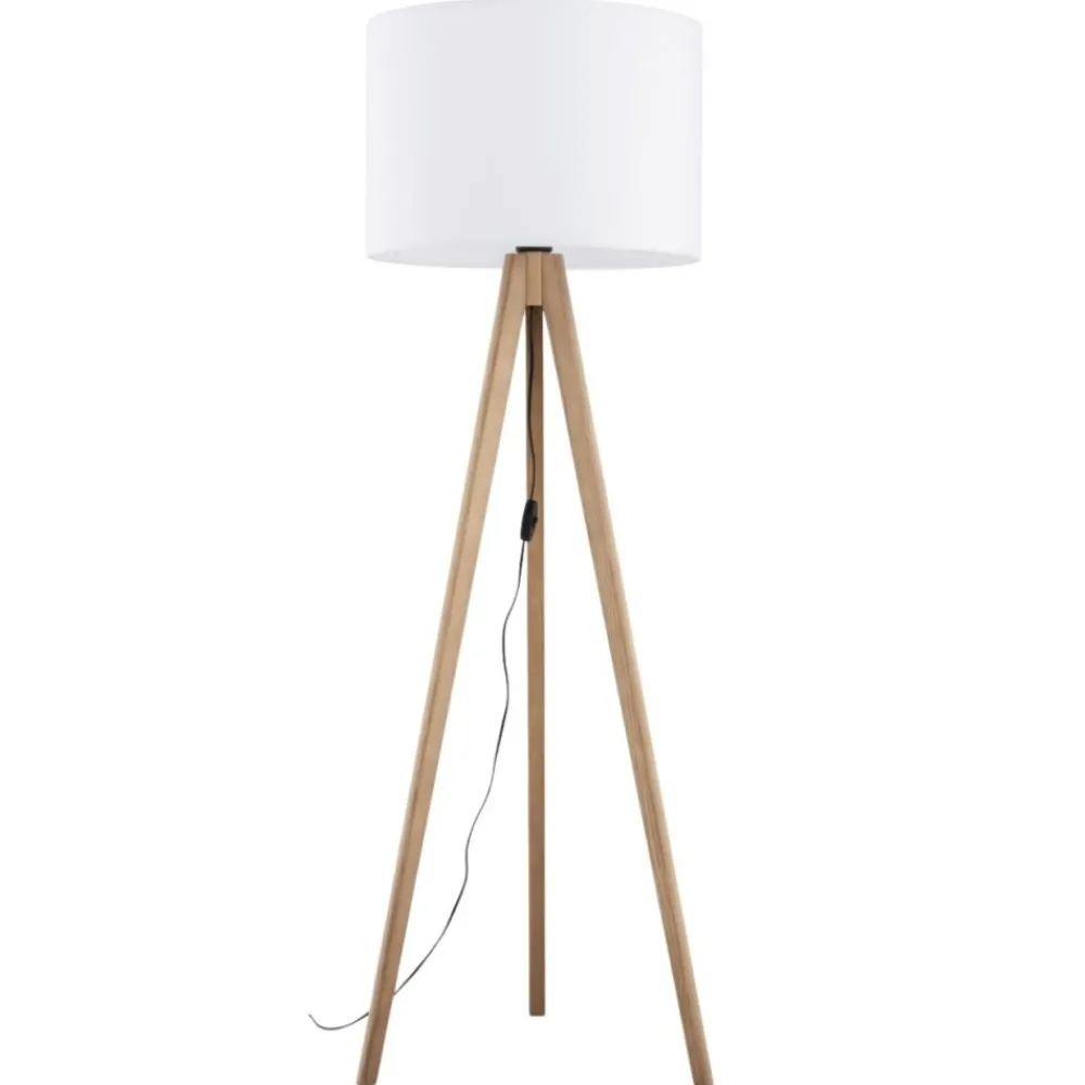 Lampa podłogowa GRAND sosna abażur biały 1xE27 * TK Lighting Sale