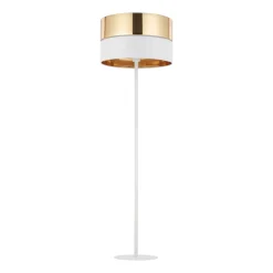 Lampa Podłogowa HILTON Biały Złoty Abażur 1xE27 159cm * TK Lighting New