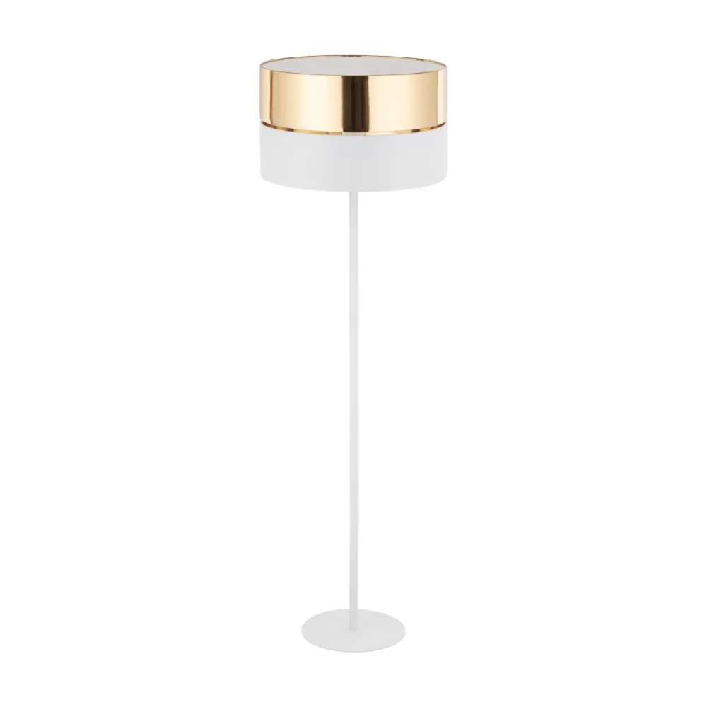 Lampa Podłogowa HILTON Biały Złoty Abażur 1xE27 159cm * TK Lighting New
