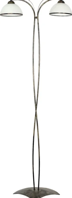 Lampa Podłogowa KORFU Brązowy Złoty Szklany Klosz 2xE27 168cm * Luminex Clearance