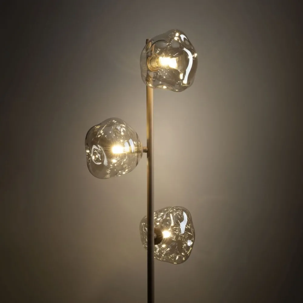 Lampa podłogowa LAVA sabia beżowa klosz koniak 3xG9 * TK Lighting Sale