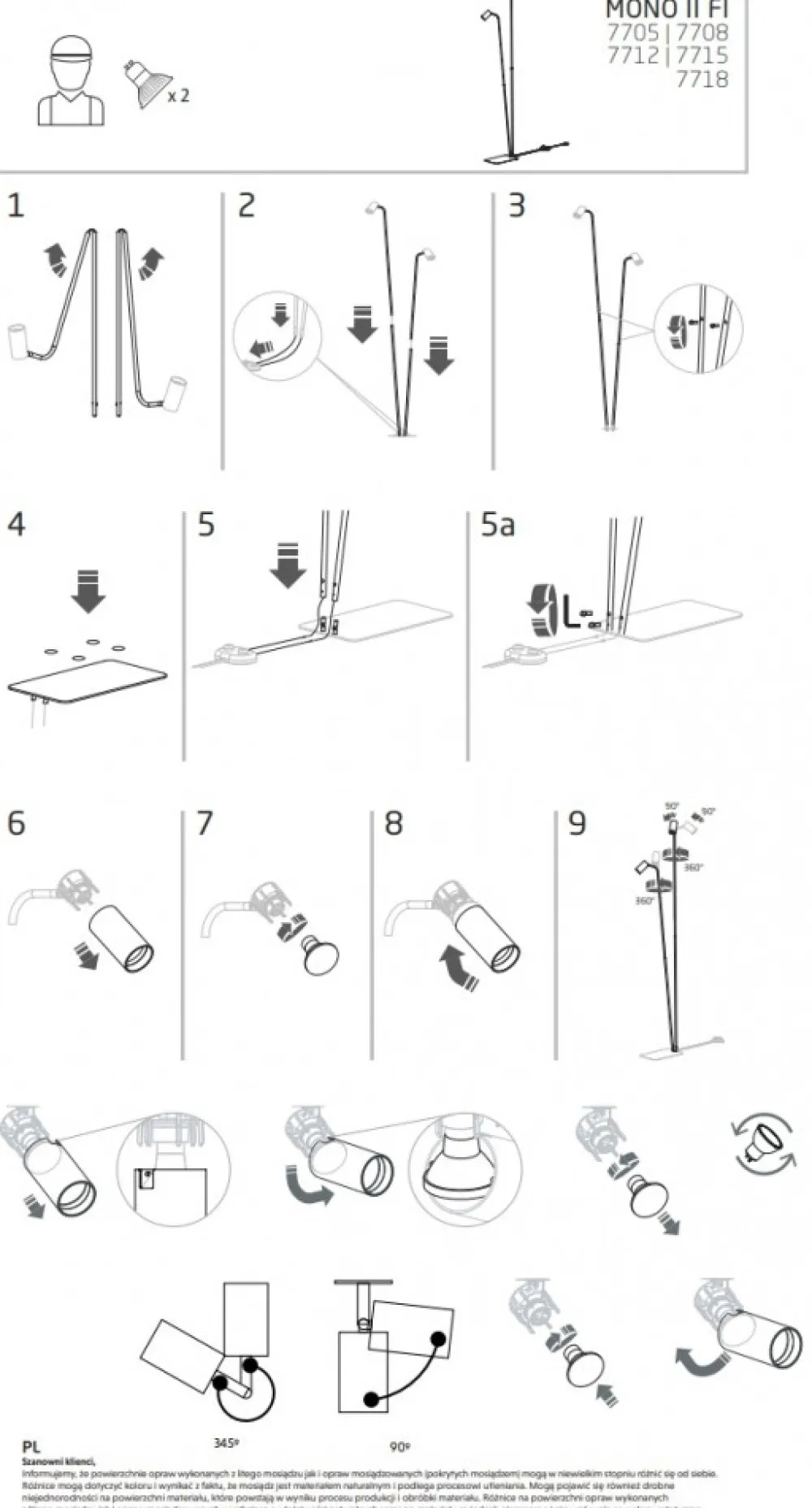 Lampa Podłogowa MONO Czarny Złoty 2xGU10 216cm * Nowodvorski Discount