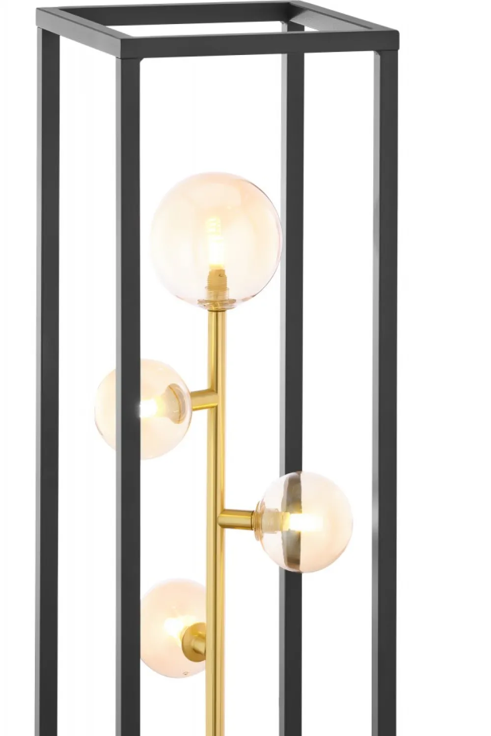 Lampa Podłogowa NEPTUN Czarny Bursztynowy Szklane Klosze 4xG9 150 cm * Jupiter Discount