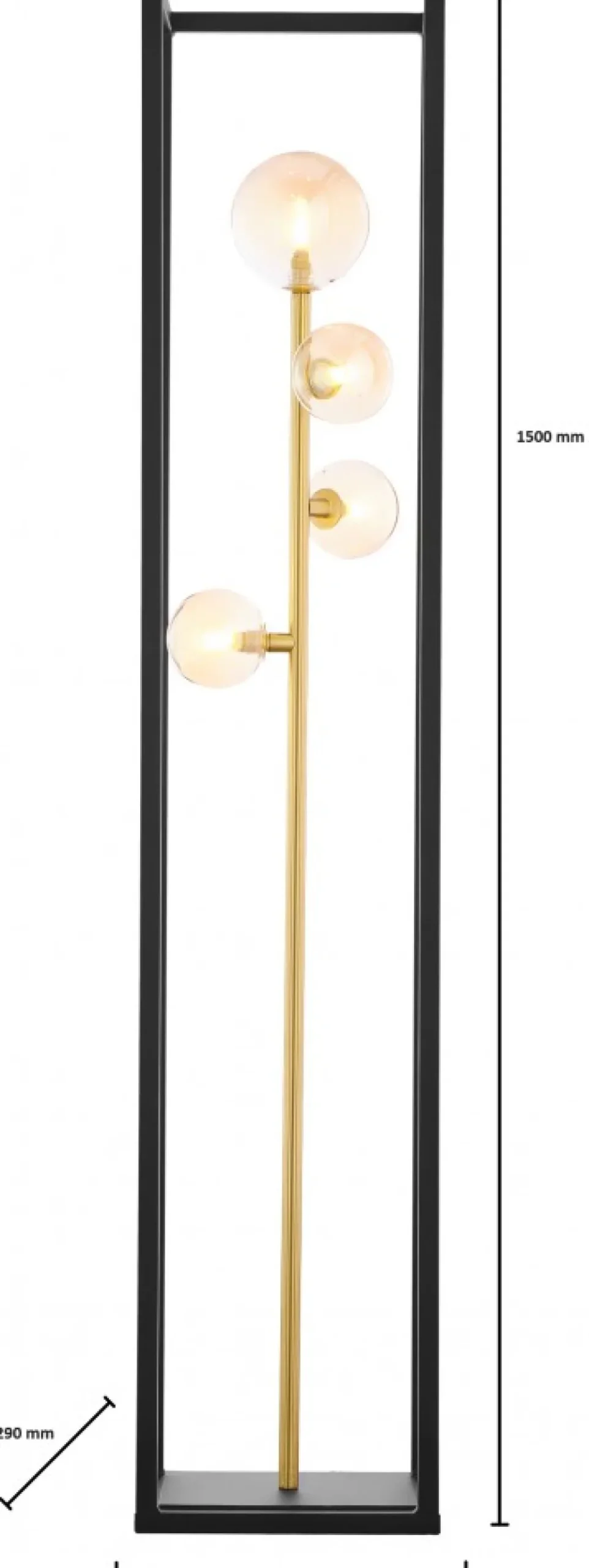 Lampa Podłogowa NEPTUN Czarny Bursztynowy Szklane Klosze 4xG9 150 cm * Jupiter Discount