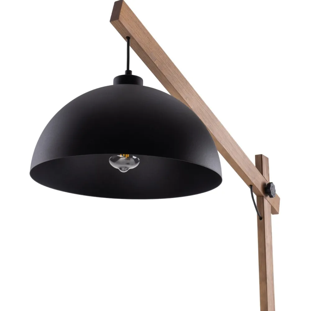 Lampa Podłogowa OSLO Czarny Drewno 1xE27 180cm * TK Lighting Clearance