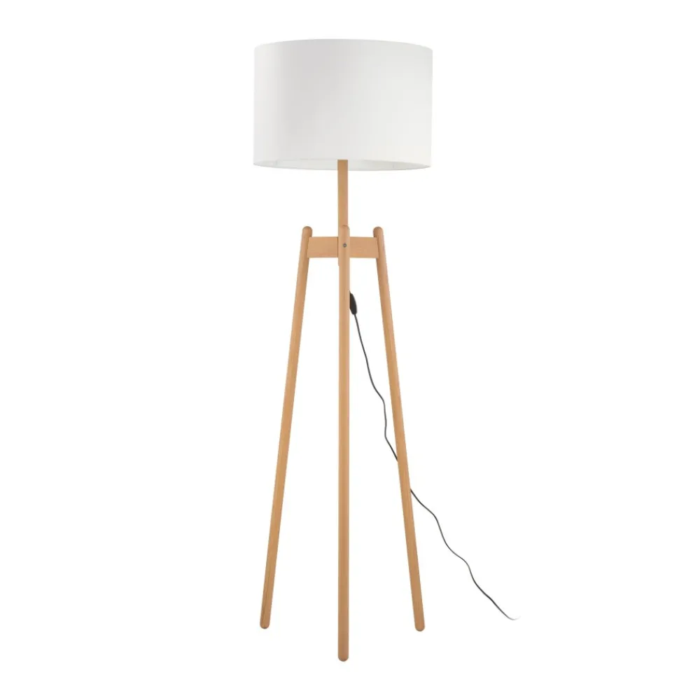 Lampa Podłogowa PEREZ Brązowy Biały Abażur 1xE27 168cm * TK Lighting