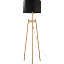 Lampa podłogowa PEREZ sosna abażur czarny 1xE27 * TK Lighting Online