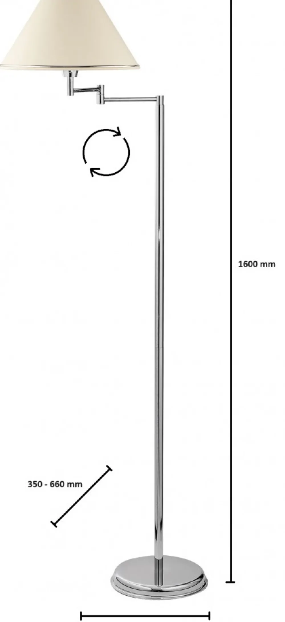 Lampa Podłogowa Regulowana BEGAMO Srebrny Beżowy 1xE27 160 cm * Jupiter