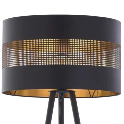 Lampa Podłogowa TAGO Czarny Złoty Abażur 1xE27 145cm * TK Lighting Hot