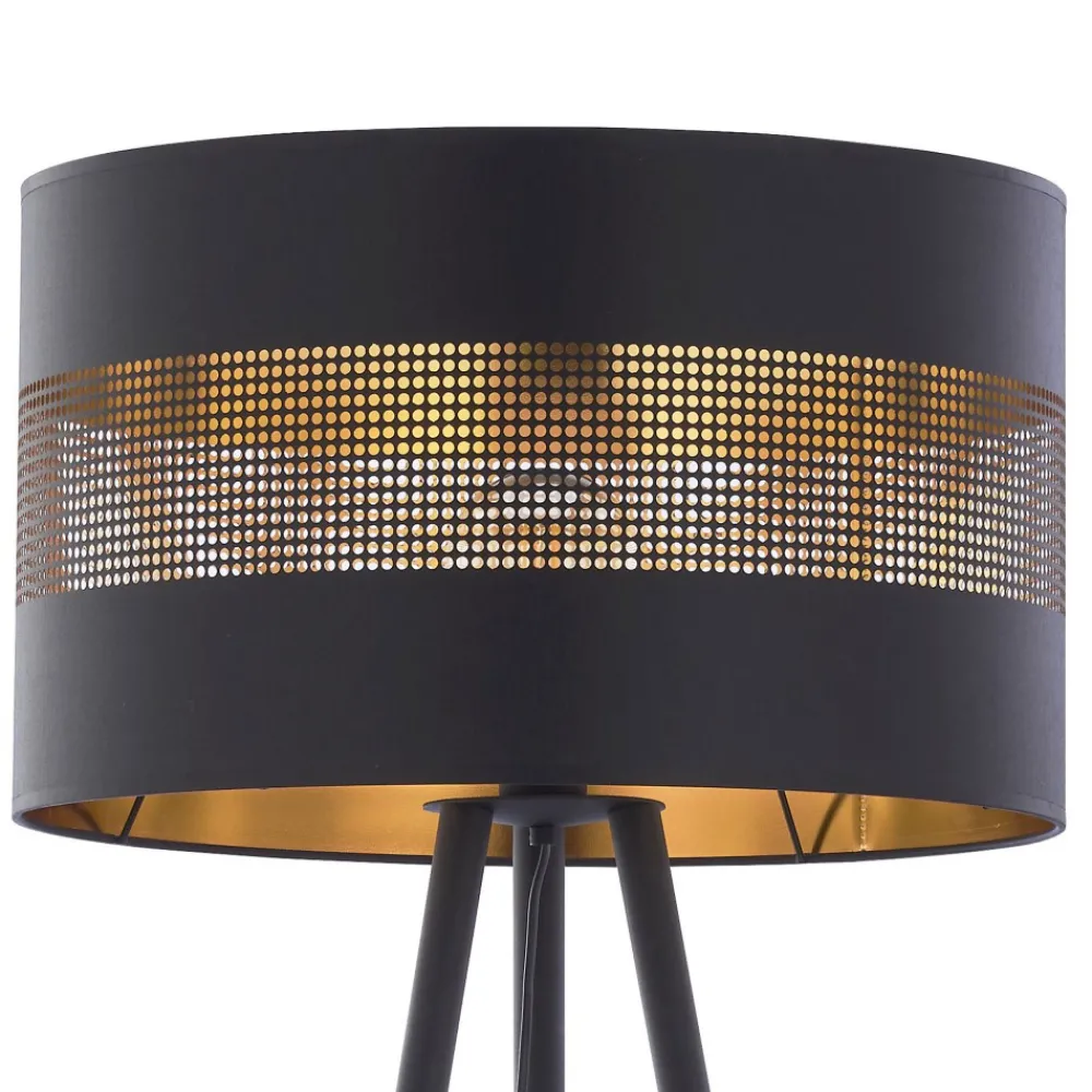 Lampa Podłogowa TAGO Czarny Złoty Abażur 1xE27 145cm * TK Lighting Hot