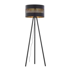 Lampa Podłogowa TAGO Czarny Złoty Abażur 1xE27 145cm * TK Lighting Hot