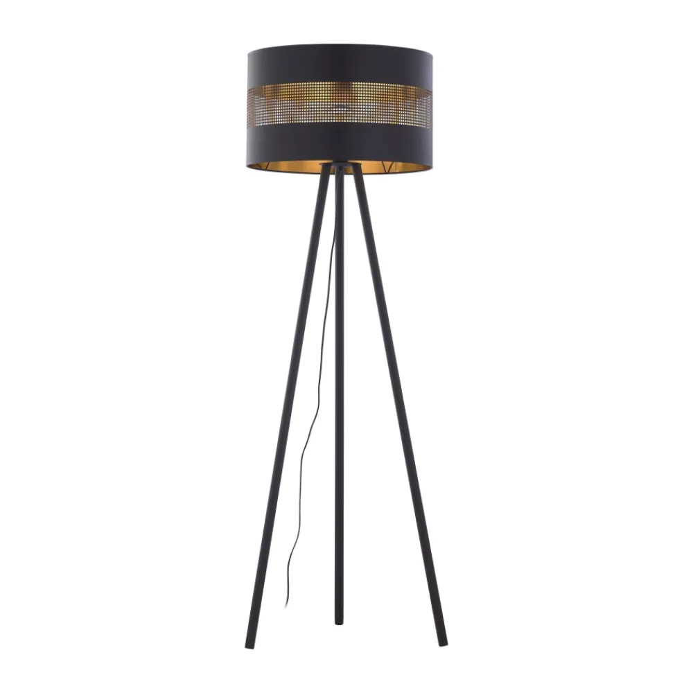 Lampa Podłogowa TAGO Czarny Złoty Abażur 1xE27 145cm * TK Lighting Hot