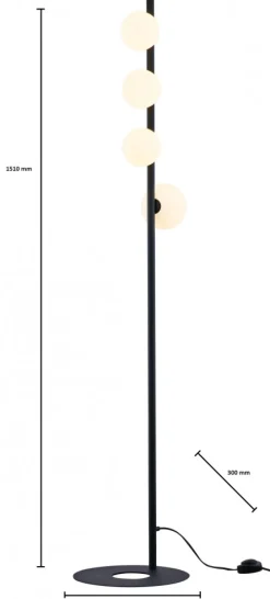 Lampa Podłogowa TAIDA Czarny Biały Szklane Klosze 4xG9 151 cm * Jupiter Outlet