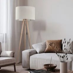 Lampa Podłogowa TOKYO Sosna Beżowy Abażur 1xE27 148cm * TK Lighting New