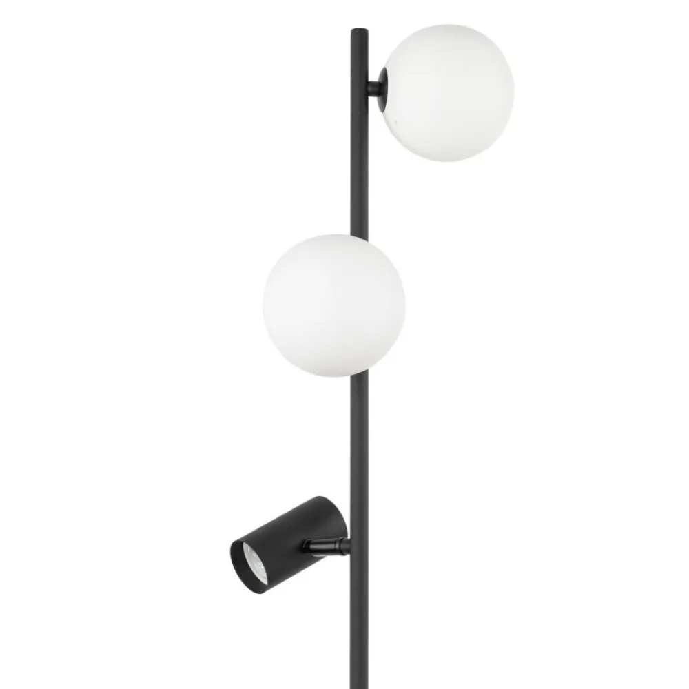 Lampa podłogowa VOX czarna biały klosz 2xG9 1xGU10 * TK Lighting Sale