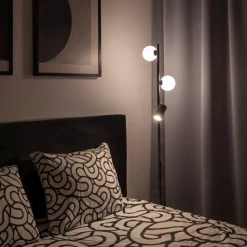 Lampa podłogowa VOX czarna biały klosz 2xG9 1xGU10 * TK Lighting Sale