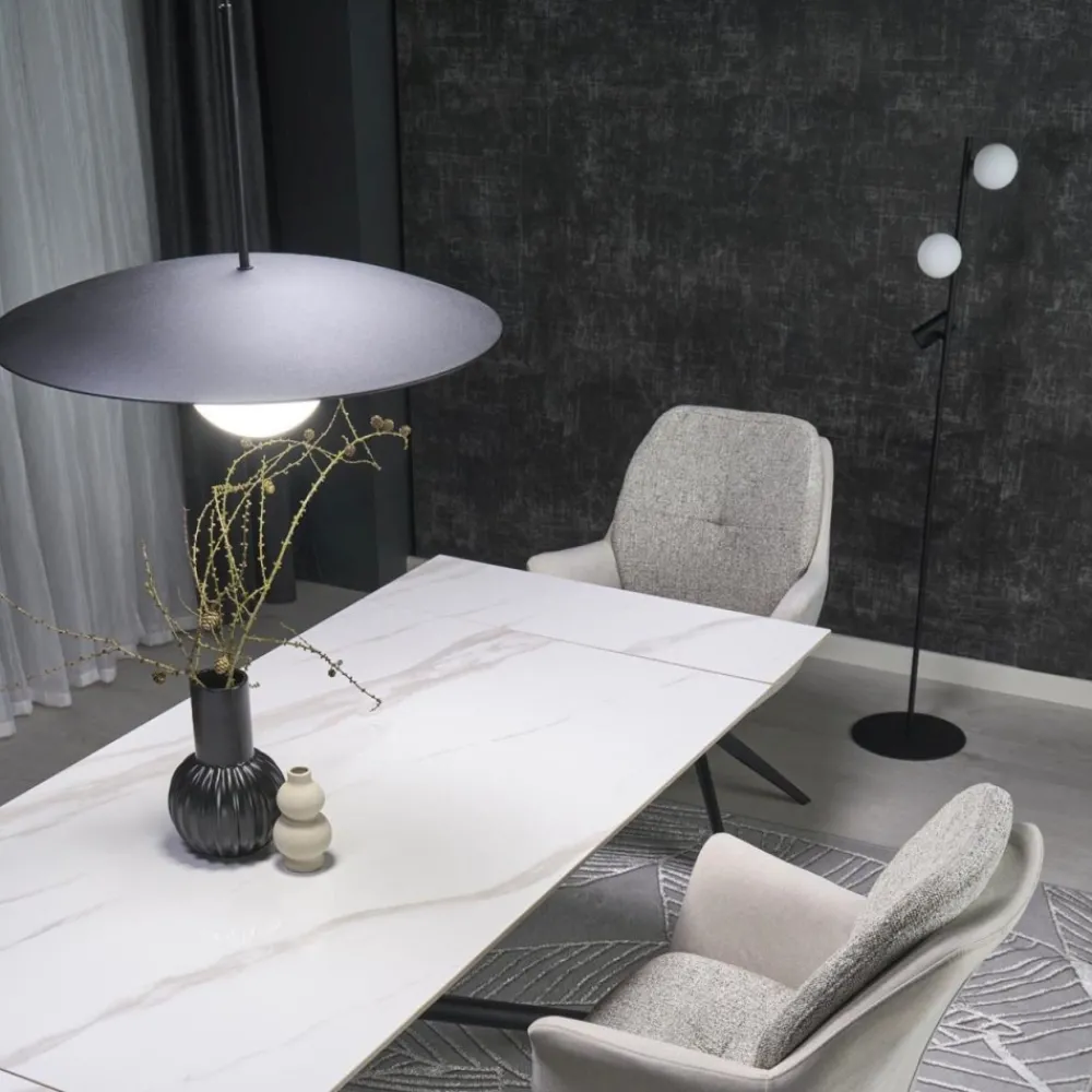 Lampa podłogowa VOX czarna biały klosz 2xG9 1xGU10 * TK Lighting Sale