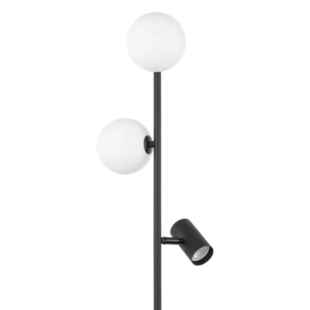 Lampa podłogowa VOX czarna biały klosz 2xG9 1xGU10 * TK Lighting Sale