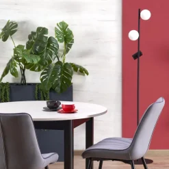 Lampa podłogowa VOX czarna biały klosz 2xG9 1xGU10 * TK Lighting Sale