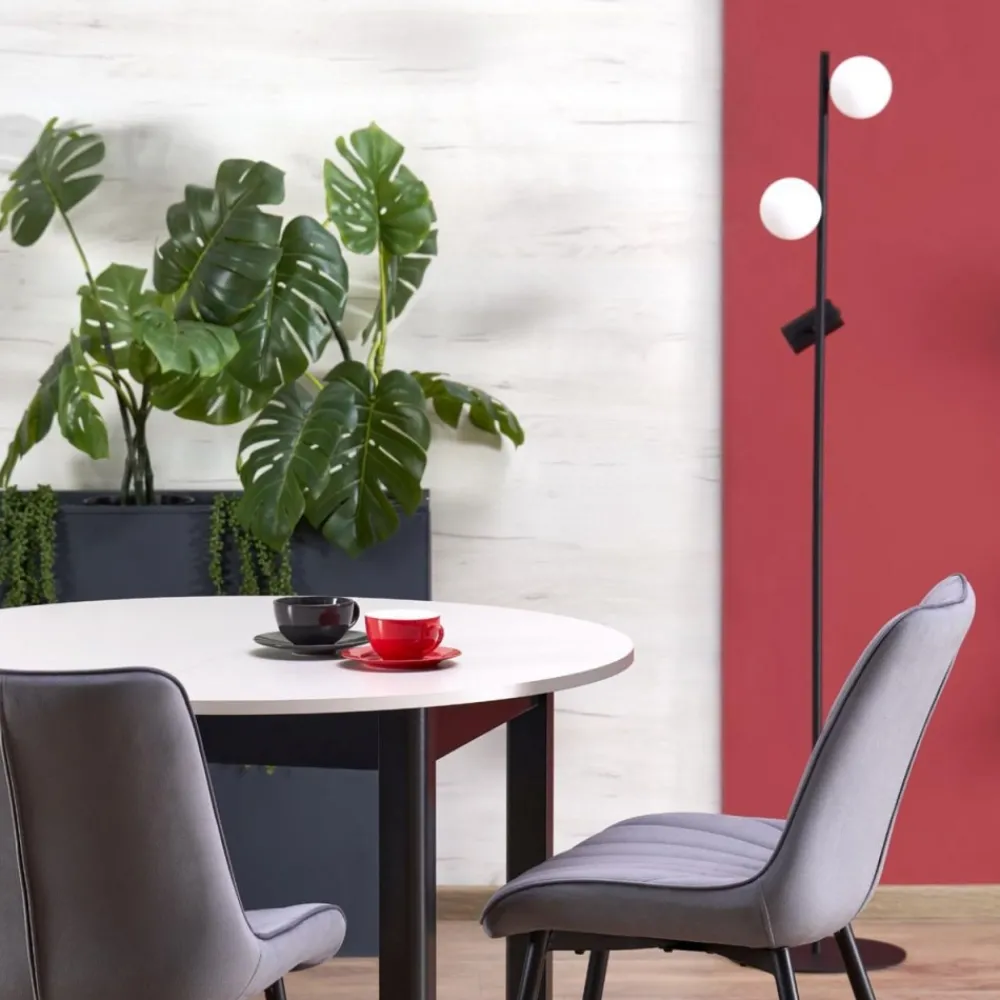 Lampa podłogowa VOX czarna biały klosz 2xG9 1xGU10 * TK Lighting Sale
