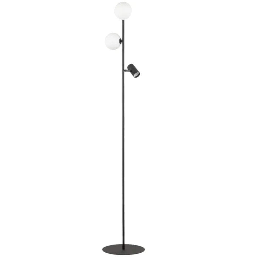Lampa podłogowa VOX czarna biały klosz 2xG9 1xGU10 * TK Lighting Sale