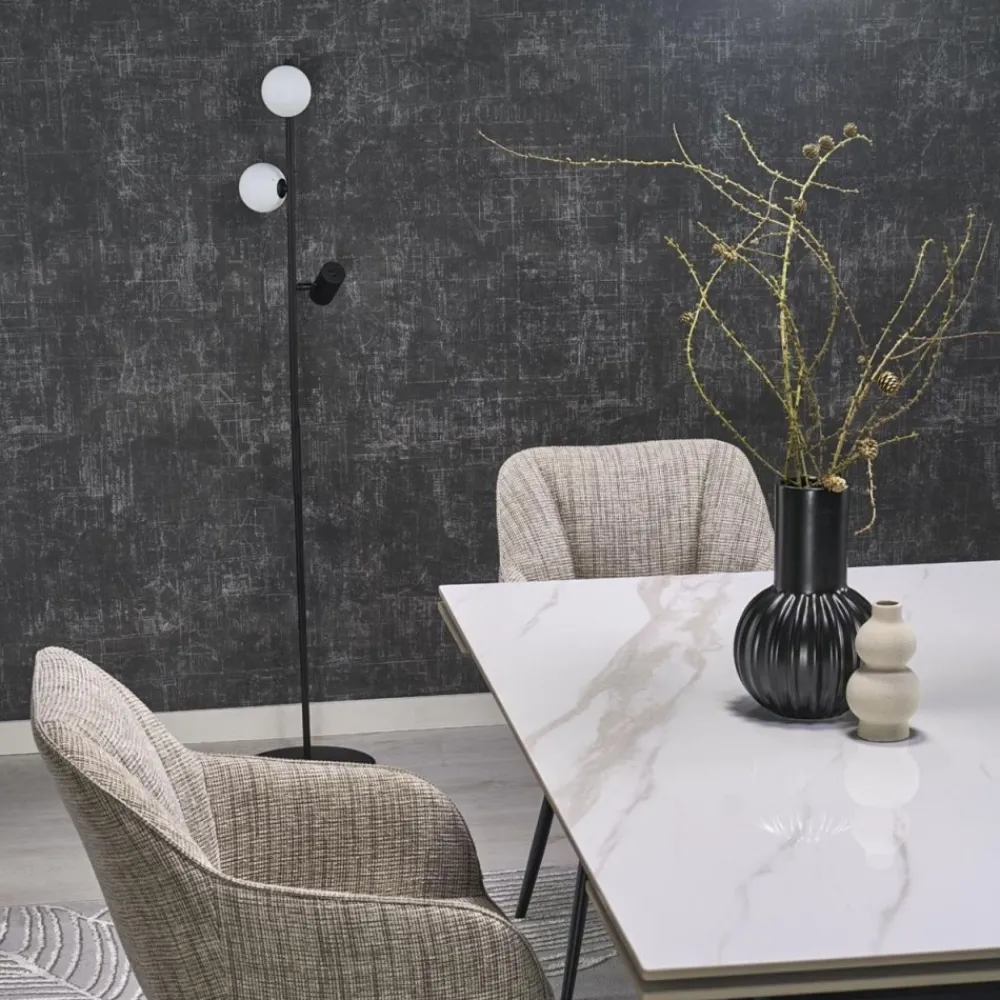 Lampa podłogowa VOX czarna biały klosz 2xG9 1xGU10 * TK Lighting Sale