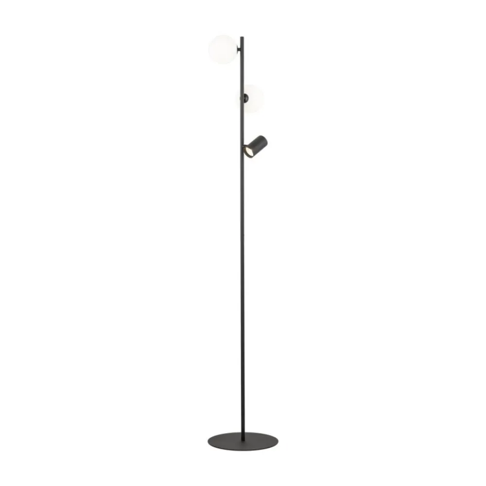 Lampa podłogowa VOX czarna biały klosz 2xG9 1xGU10 * TK Lighting Sale