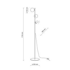 Lampa podłogowa VOX czarna biały klosz 2xG9 1xGU10 * TK Lighting Sale