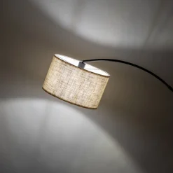Lampa Podłogowa ZENITH Czarny Beżowy Abażur 1xE27 200cm * TK Lighting Sale