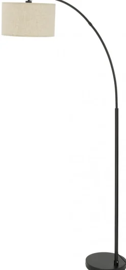 Lampa Podłogowa ZENITH Czarny Beżowy Abażur 1xE27 200cm * TK Lighting Sale