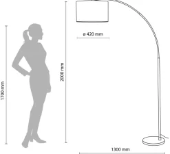 Lampa Podłogowa ZENITH Czarny Beżowy Abażur 1xE27 200cm * TK Lighting Sale