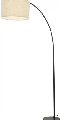Lampa Podłogowa ZENITH Czarny Beżowy Abażur 1xE27 200cm * TK Lighting Sale