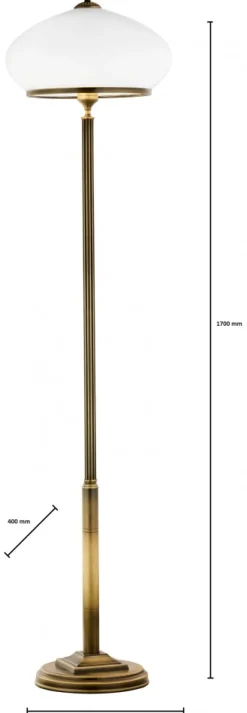 Lampa Podłogowa ZEUS Patyna Biały Szklany Klosz 2xE27 170 cm * Jupiter Discount
