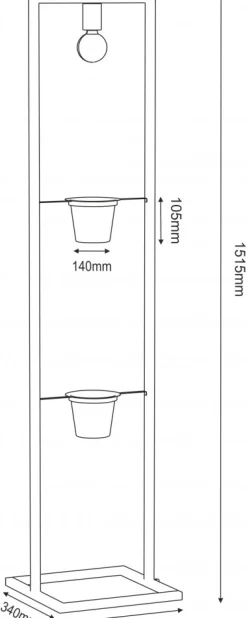 Lampa Podłogowa z kwietnkiem FLORES Czarny 1xE27 Zestaw z doniczkami * Luminex Best