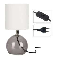 Lampa stojąca biała ze szklaną podstawą * H&S Decoration Discount