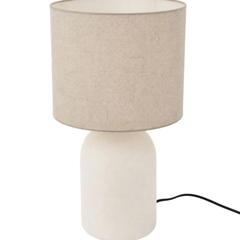 Lampa stołowa biała z beżowym abażurem h45,5 cm * Koopman Discount