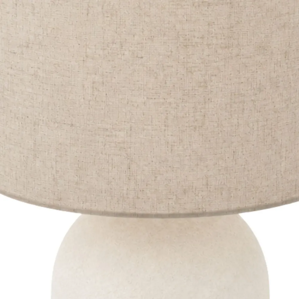 Lampa stołowa biała z beżowym abażurem h45,5 cm * Koopman Discount