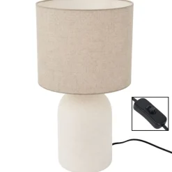 Lampa stołowa biała z beżowym abażurem h45,5 cm * Koopman Discount