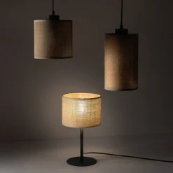 Lampa stołowa JUTA czarna abażur juta1xE27 * TK Lighting New