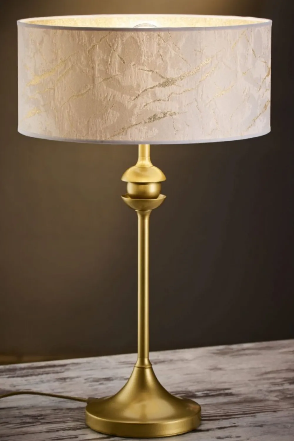 Lampa stołowa KASZMIR złota biały abażur 1xE27 * Jupiter Best