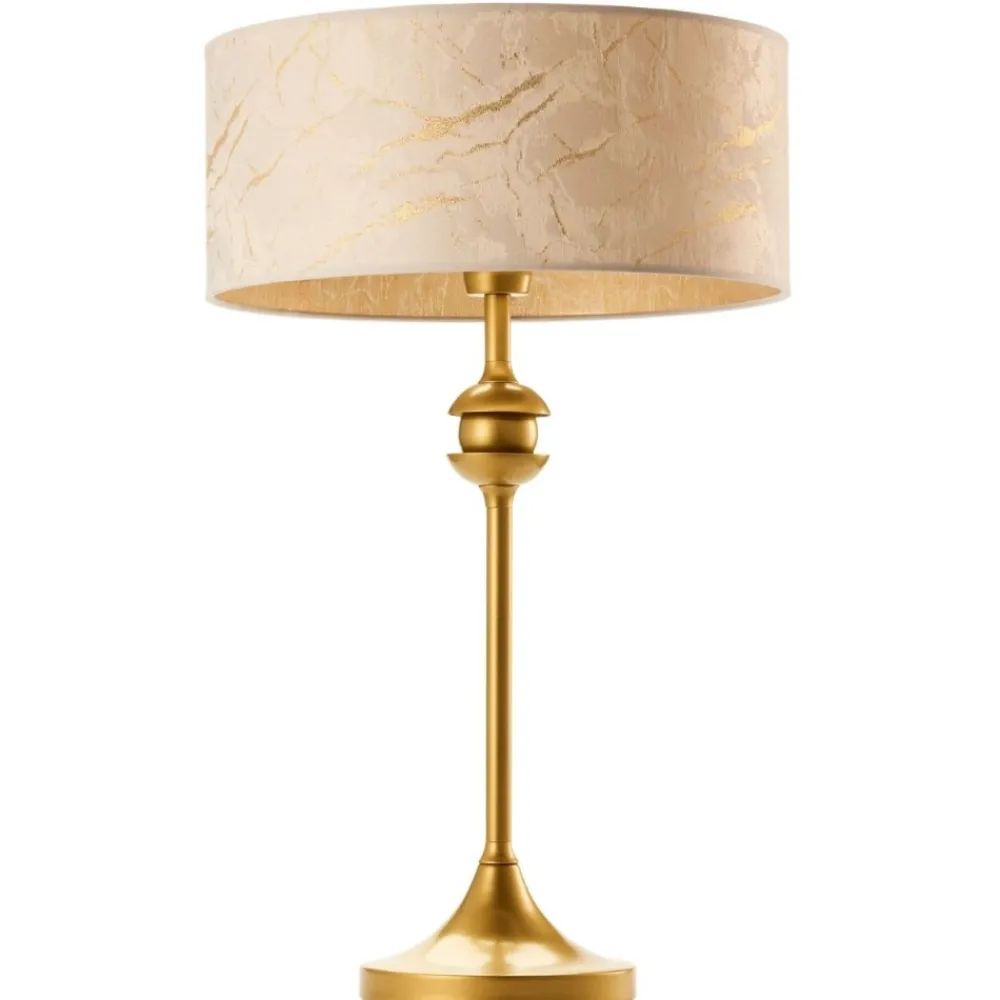 Lampa stołowa KASZMIR złota biały abażur 1xE27 * Jupiter Best